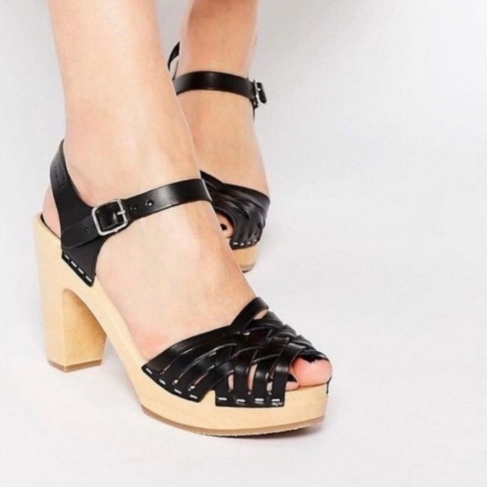 Swedish Hasbeens Sky High Braided Clogs